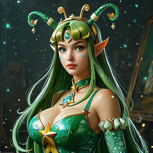 High-Quality Adult Woman in Green Outfit