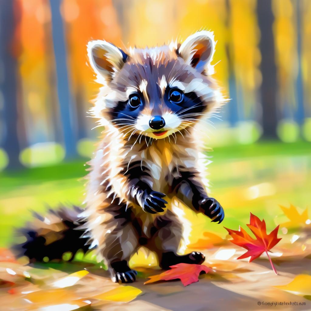 Impressionist Autumn Raccoon Kit Artwork