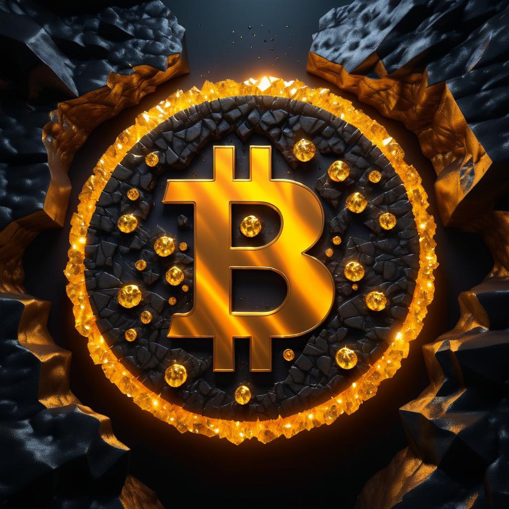 Dramatic Bitcoin Logo in Molten Gold