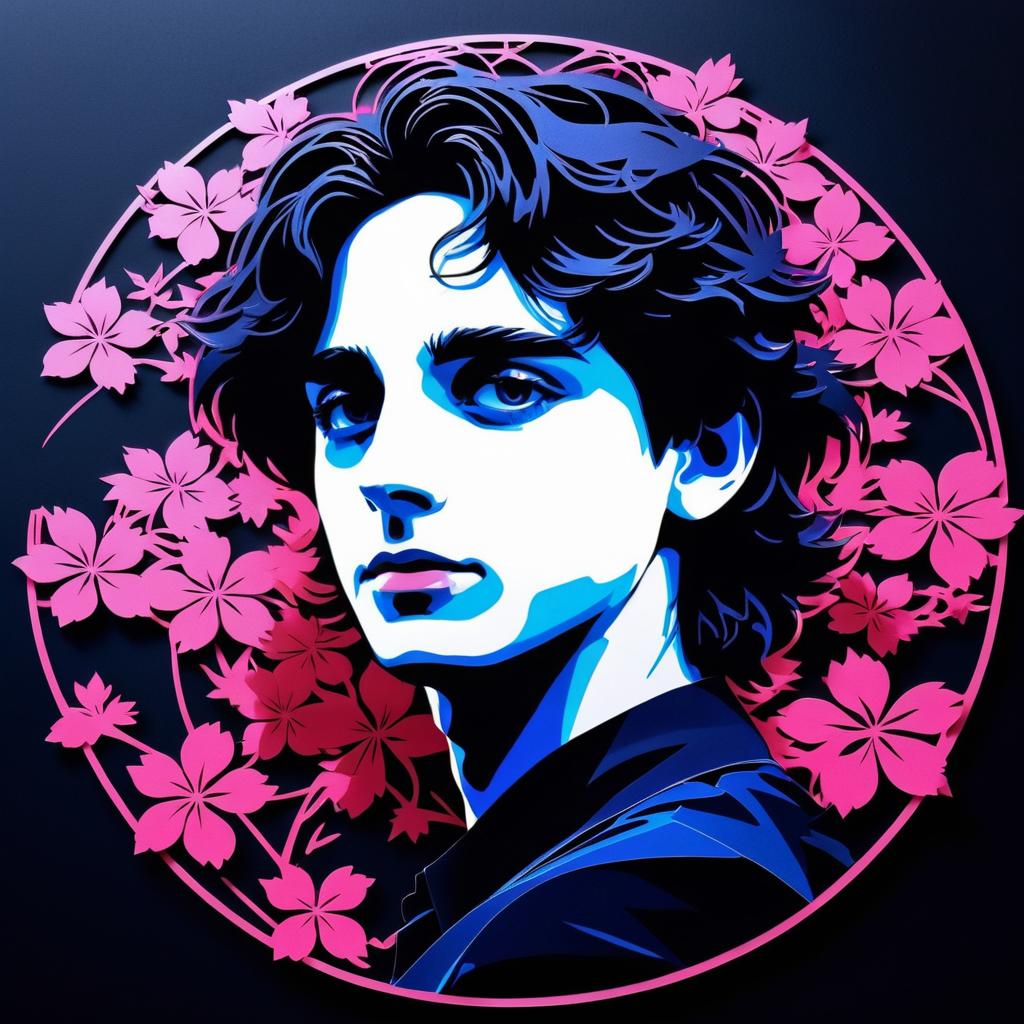 Blooming Sakura Stencil Art of Timothée Chalamet