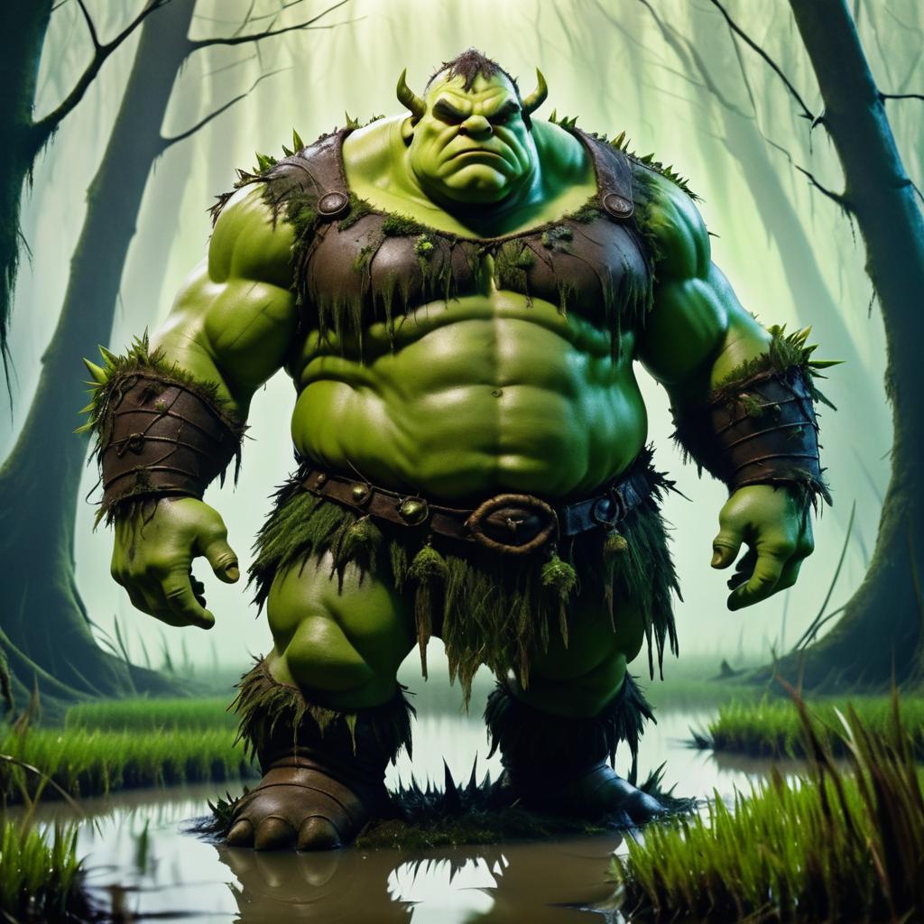 Ogre in a Haunting Swamp Setting