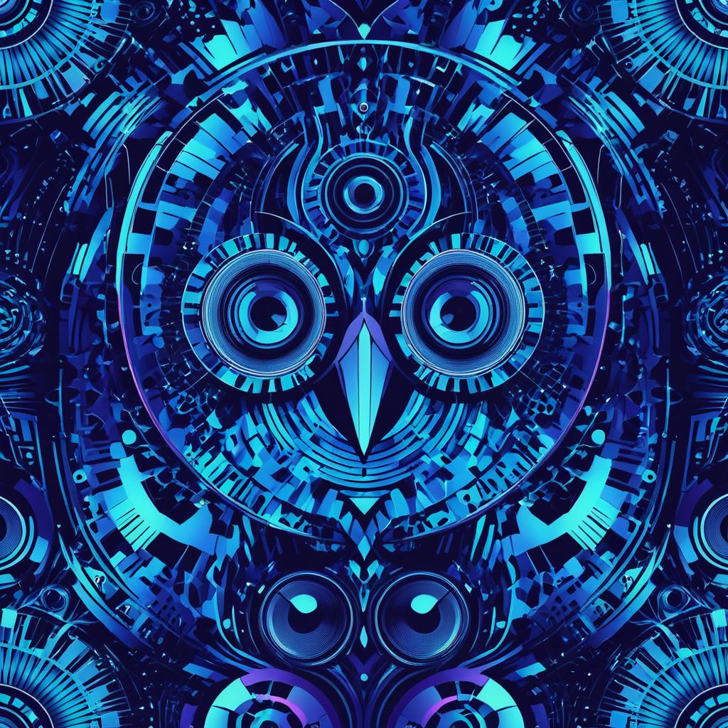 Abstract Owl Synth Art Patterns