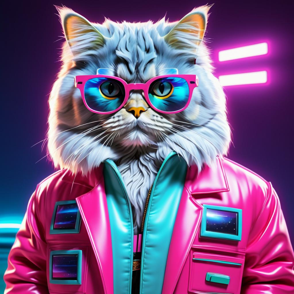 Retro Sci-Fi Persian Cat with Style