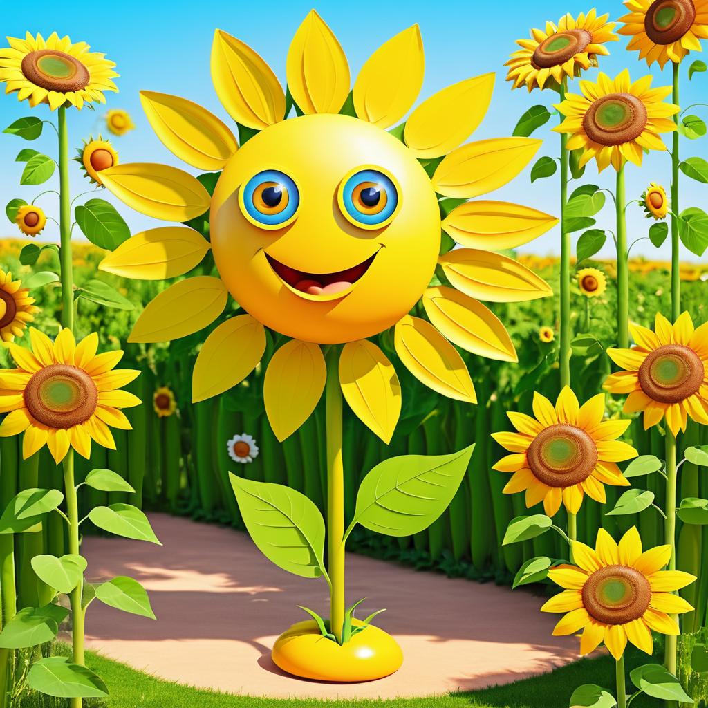 Whimsical Sunflower Character in Garden