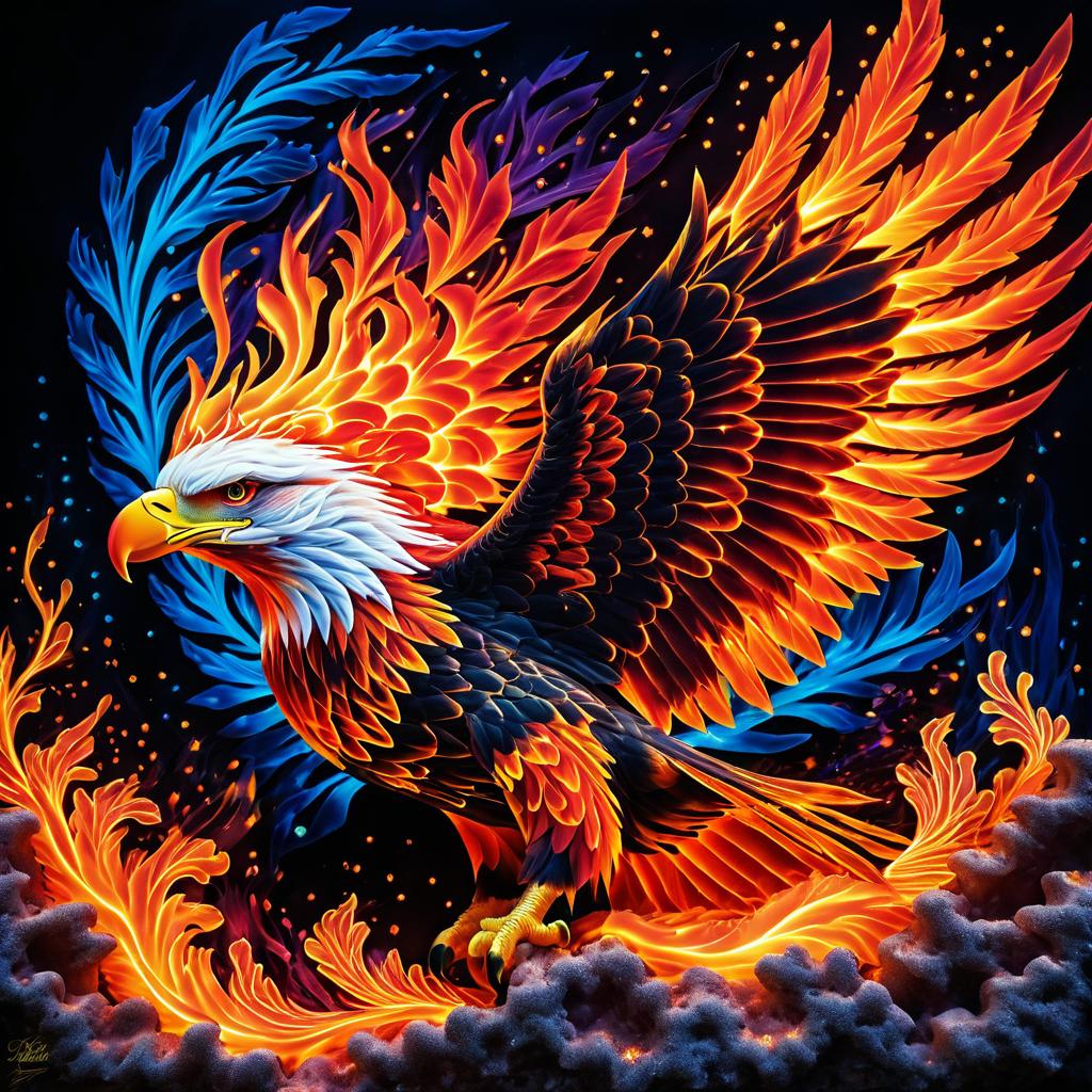 Blazing Eagle Among Vibrant Coral Reef