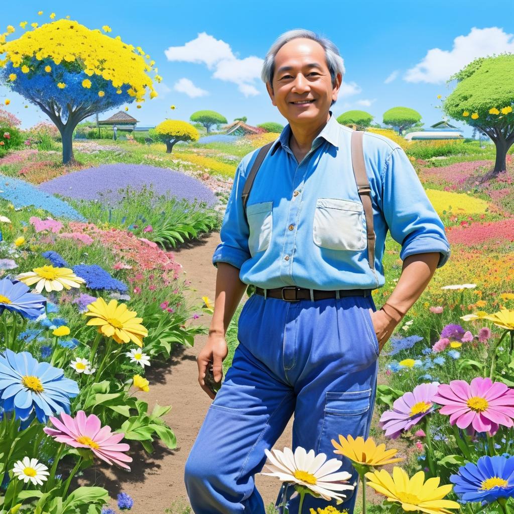 Melancholic Gardener in Blooming Paradise