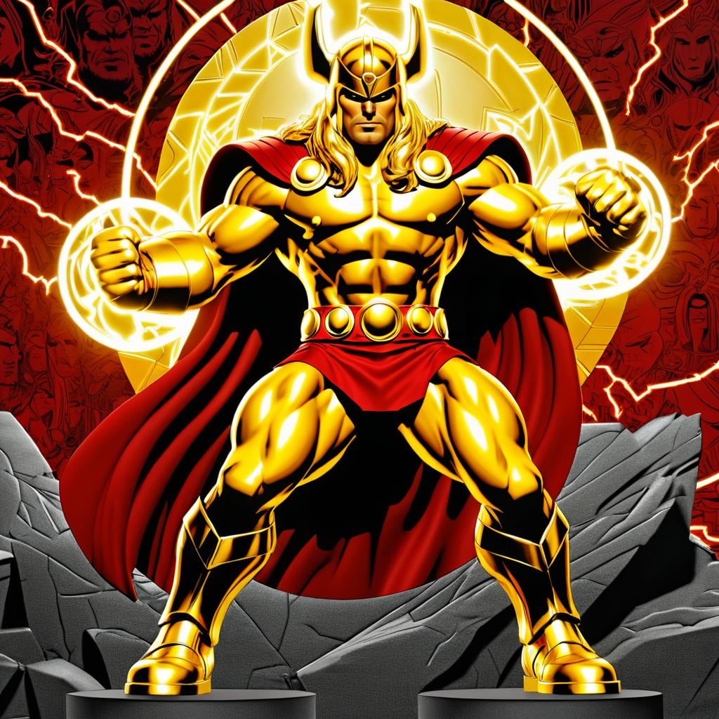 Epic Thor in Gold and Crimson Style