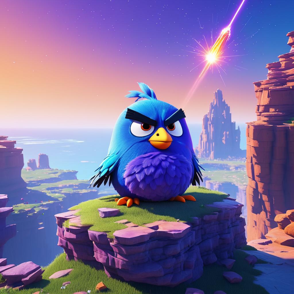 Surreal Angry Bird on a Cliff