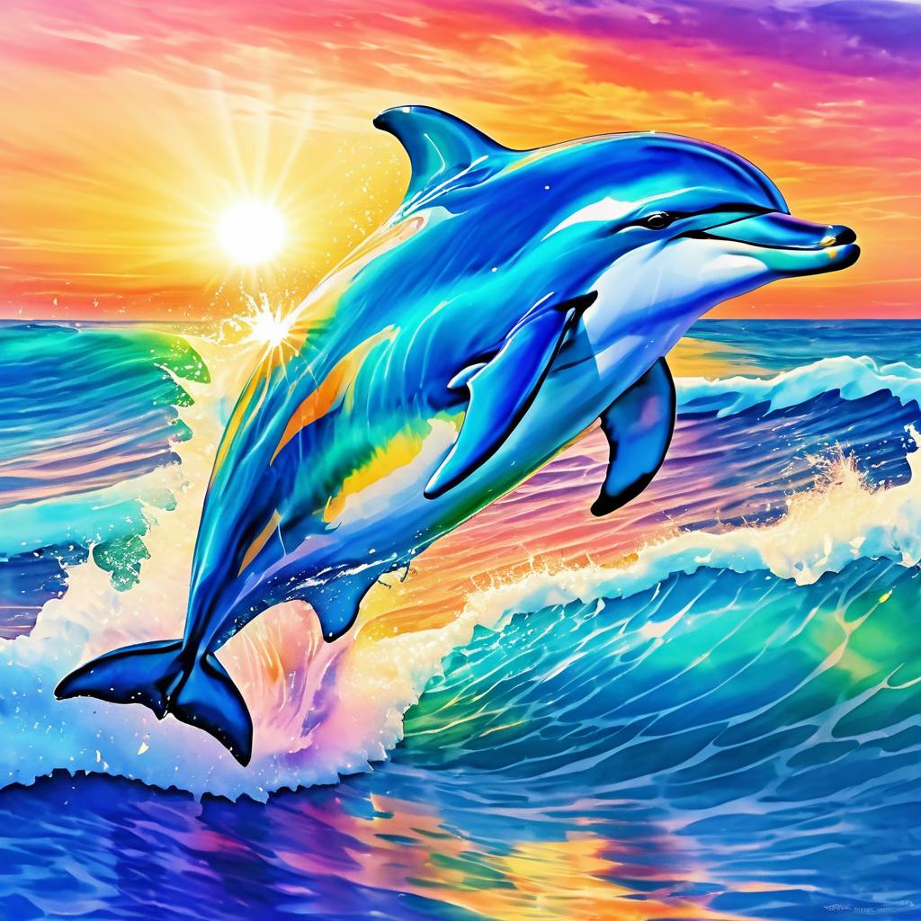 Joyful Dolphin Leaping at Sunset