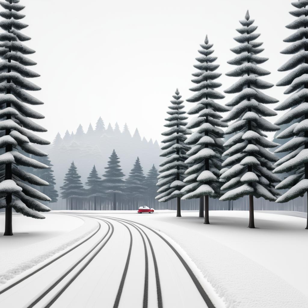 Whimsical Snowy Italian Road Scene