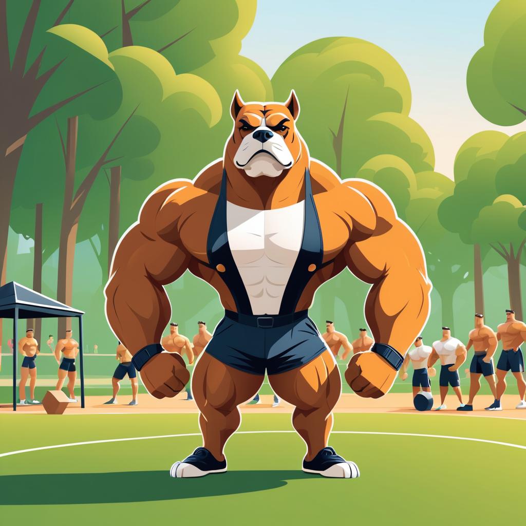 Buffed Anthropomorphic Dog in Dog Park