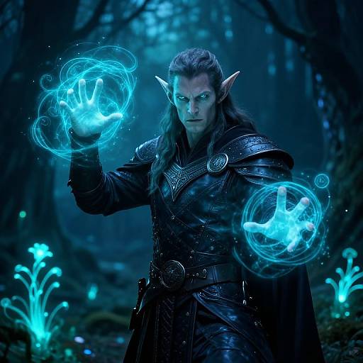 High Elf Warlock in Mystical Forest