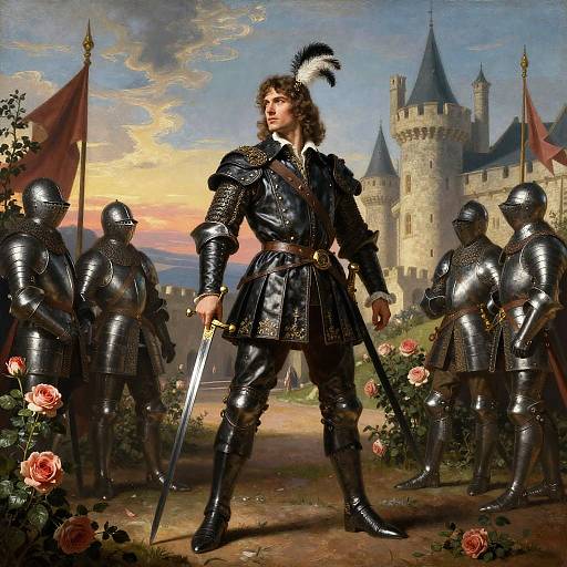 Majestic Musketeer at Dawn Courtyard