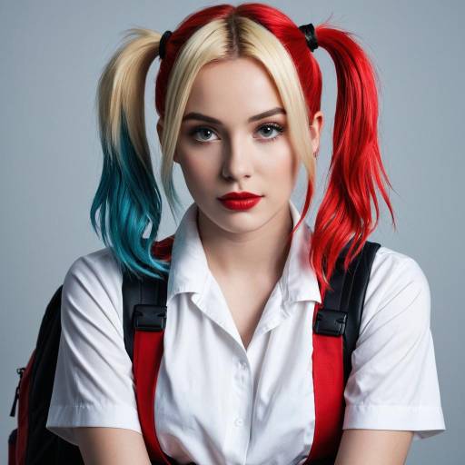 Male Harley Quinn Cosplay with Multicolored Hair