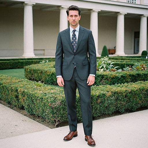 Confident Man in Neoclassical Setting