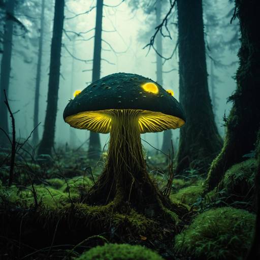 Bioluminescent Mushroom Spirit in Mystical Forest