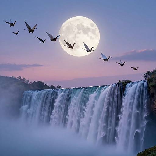 Surreal Paper Cranes Transforming at Twilight