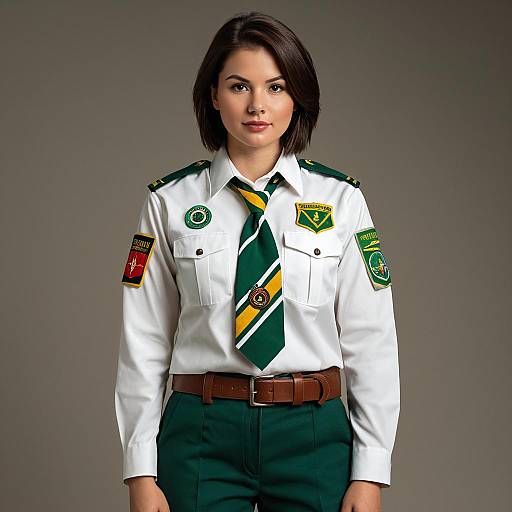 Young Woman in Green Scout Uniform