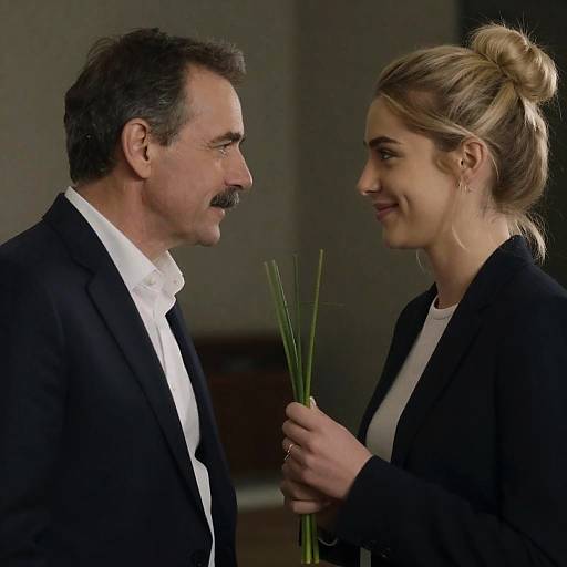 Smiling Encounter in Dimly Lit Room