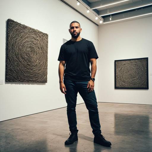 Wiry Latin American Man in Modern Art Gallery