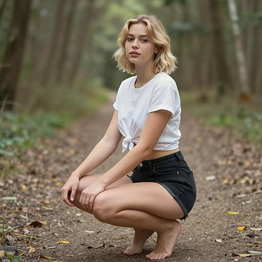 Young Woman in Serene Forest Setting