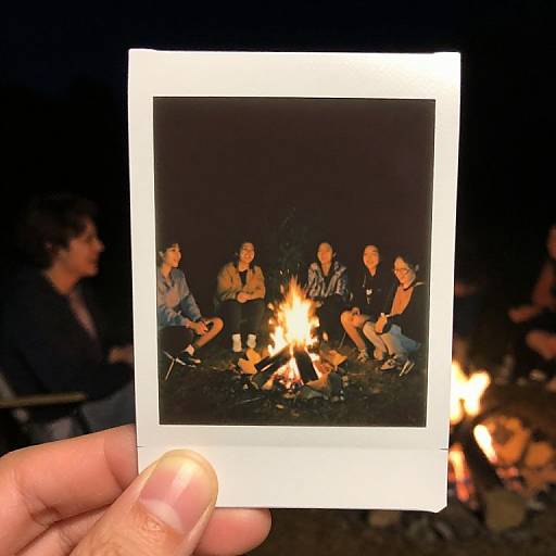 Cozy Night Polaroid Campfire Moment