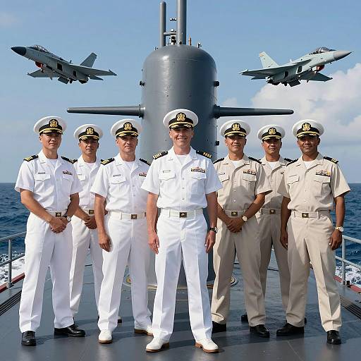 Naval Officers at Submarine Hatch Scene