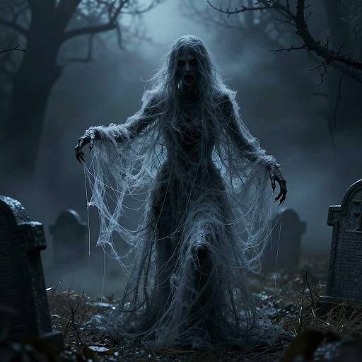 Stitchwraith in Foggy Graveyard