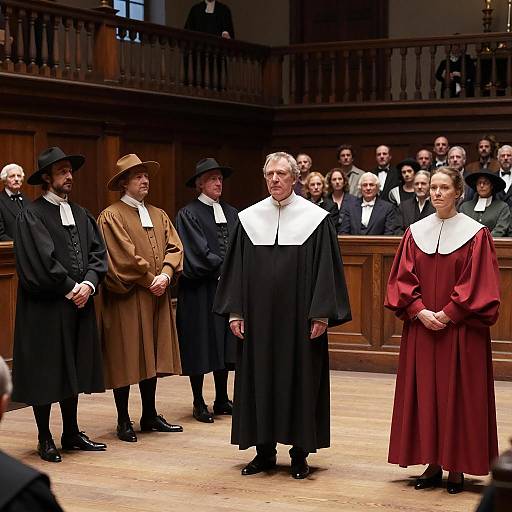Dramatic Historical Courtroom Gathering