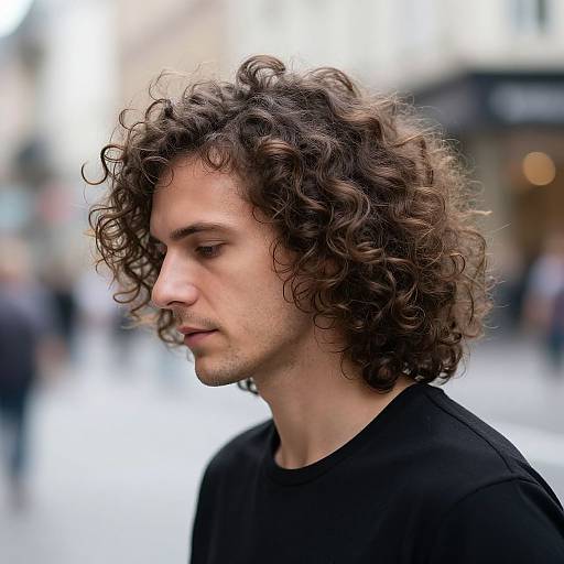 Curly Curtain Haircut Urban Portrait