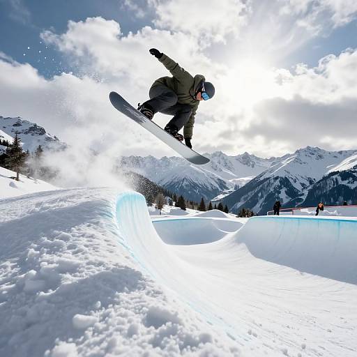 Snowboarder 360 Spin in Mountain Park