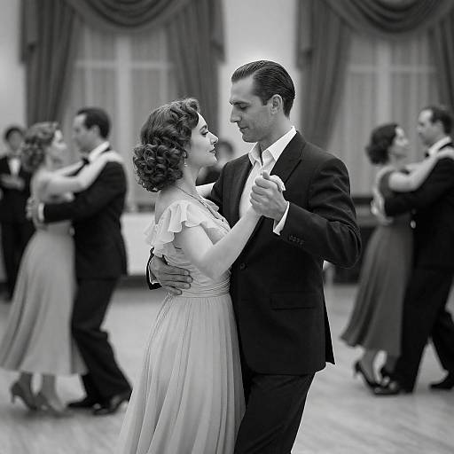 Elegant Ballroom Dance in Black and White