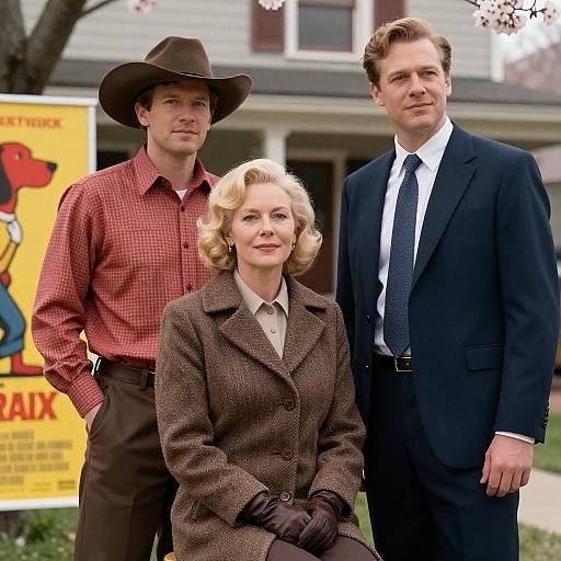 Vintage Fashion Trio Under Cherry Blossoms
