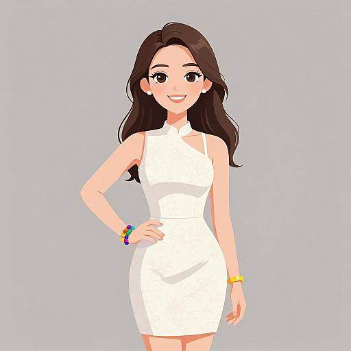 Smiling Woman in Elegant Floral Dress