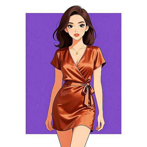Minimalist Chic Woman in Copper Dress