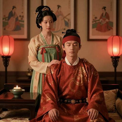 Traditional Chinese Clothing in Dim Lighting