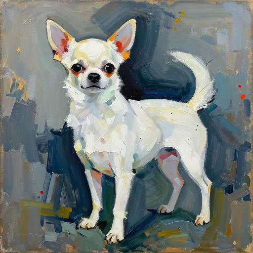 Abstract Expressionist White Chihuahua
