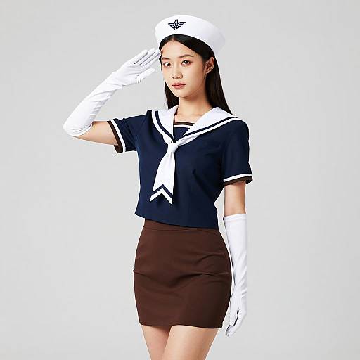 Navy & Brown Sailor Uniform Portrait