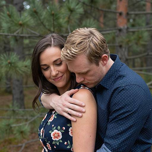 Couple Embracing in Pine Forest