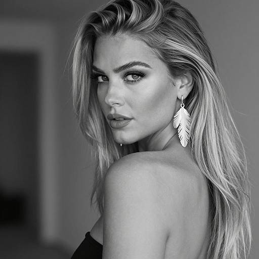 Confident Woman in Black-and-White Photo