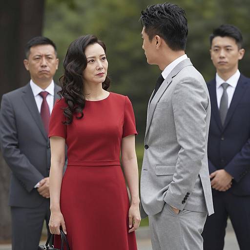 Elegant Couple Amidst Blurry Nature