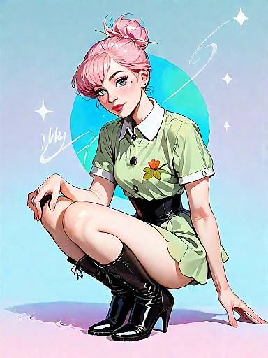 Stylish Woman in Pastel Pink Dress