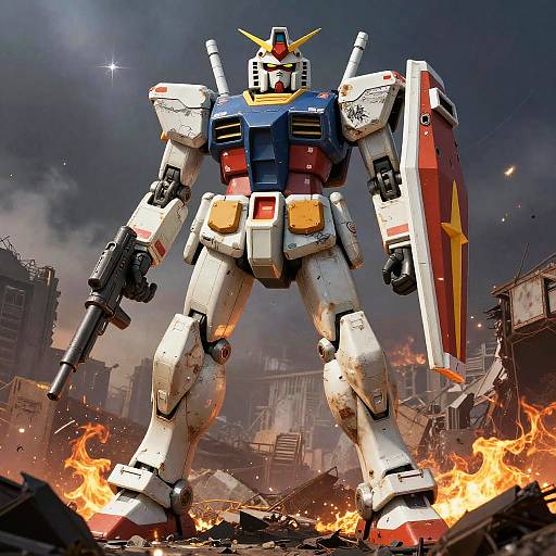 Gundam RX-78 Giant in Battlefield Ruins