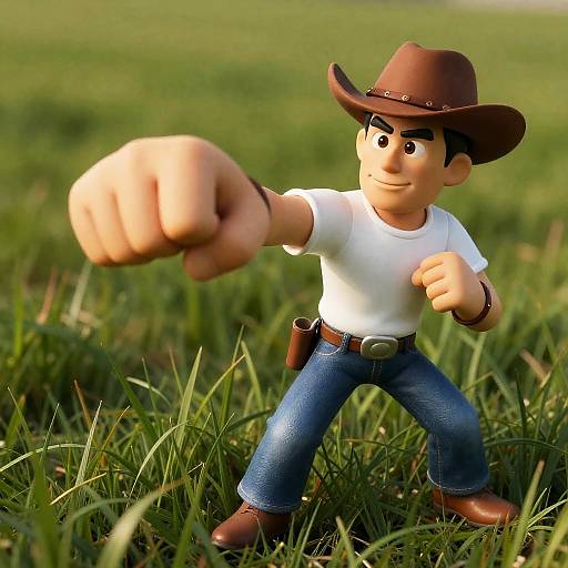 Cartoon Cowboy Receiving Punch