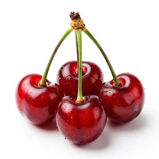 Glossy Red Cherries on White