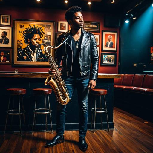 Elegant Saxophonist Portrait in Jazz Club