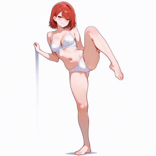 Red-Haired Woman in Underwear Pose Red-Haired Woman in Underwear Pose