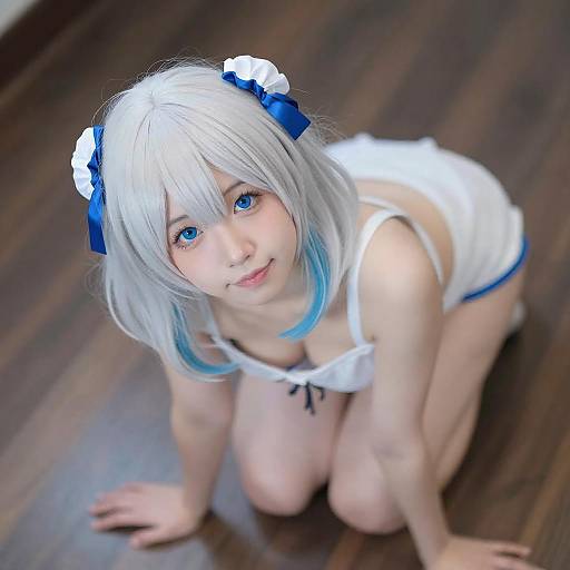 Portrait of Young Woman with Blue Highlights