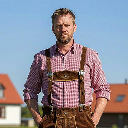 Man in Lederhosen Traditional Outfit Outdoors