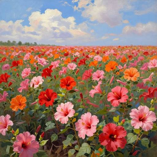 Vibrant Hibisco Field Impressionism